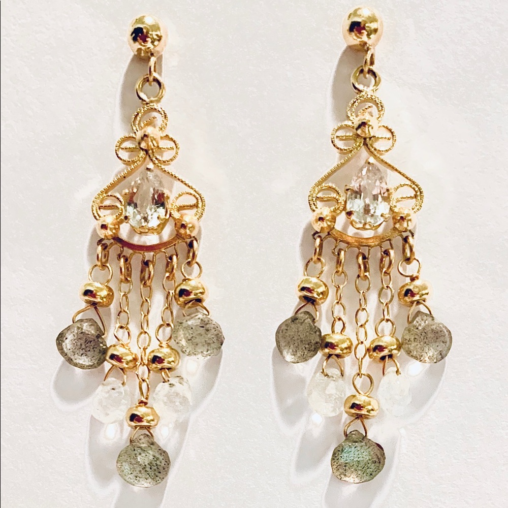 HOST PICK sapphire/moonstone/labradorite earrings.